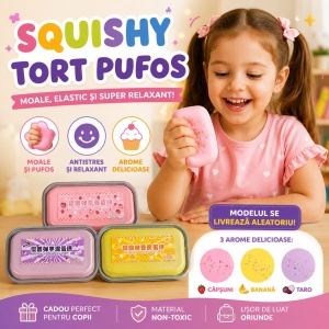 Jucărie Squishy Antistres Prăjitură Pufoasă cu Aromă, Slow Rising, Model și Aromă Aleatorii