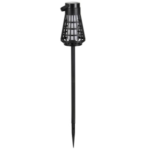 Lampă solară cu LED, lanternă decorativă cu flacără pâlpâitoare, plastic, negru, 11x11 cm