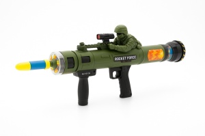Lansator Rachete Jucarie 52 cm cu 3 Proiectile EVA si Soldat , Rocket Launcher - Img 2
