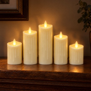 Lumânări LED decorative cu efect flacără realistă, 5 dimensiuni diferite in set, din plastic - Img 3
