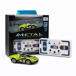 Masinuta RC metalica 1:64 cu control telefon si telecomanda 2.4GHz, verde