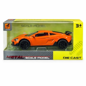 Masinuta sport metalica portocalie, usi functionale, 15,5x7 cm