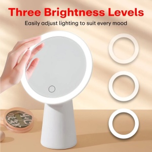 Oglinda cosmetica LED pentru machiaj, touch control, lumina reglabila 3 moduri, rotatie 90°, USB - Img 4
