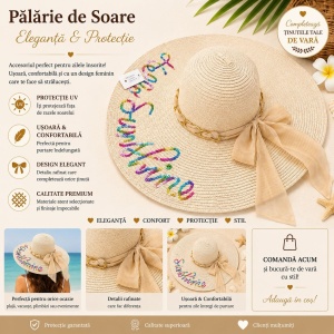 Palarie de Soare pentru Femei, Crem cu Fundita Bej si Inscriptie “Hello Sunshine”, Eleganta de Vara - Img 2