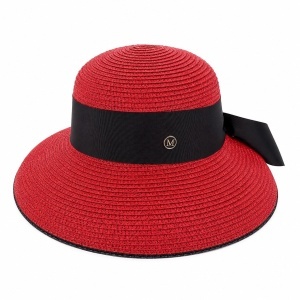 Palarie de Vara Rosie cu Banda Neagra Eleganta pentru Plaja si Tinute Chic