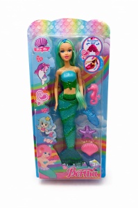 Papusa sirena verde cu accesorii marine, set jucarie copii 37 x 16 cm - Img 2