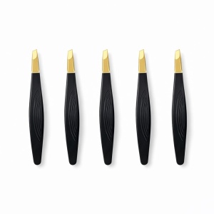 Penseta cosmetica profesionala pentru sprancene, varf inclinat, metalica neagra - Img 2