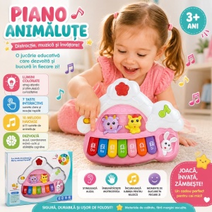 Pian Interactiv pentru Bebeluși cu Animăluțe, Lumini și Sunete, 7 Taste Muzicale, 3+ Ani - Img 2