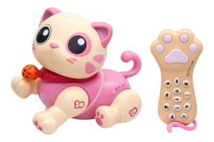 Pisicuță robot interactivă cu telecomandă, din plastic, 23,5x21,5x14 cm, jucărie educativă și distractivă - Img 3