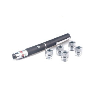 Pointer laser verde cu 5 capete interschimbabile, baterii AAA incluse
