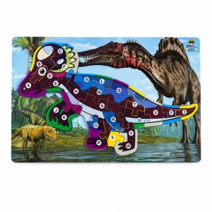 Puzzle din Lemn cu Dinozaur pentru Copii 3+ Ani, 26 Piese, Model Aleatoriu - Img 2