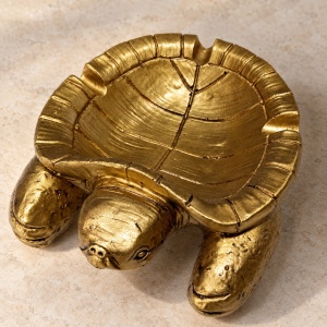 Scrumieră decorativă broască țestoasă din rășină, auriu, 15 x 13 cm - Img 4