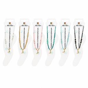 Set 12 bratari de picior Roxe, 20cm, margele colorate si charm delfin, reglabile