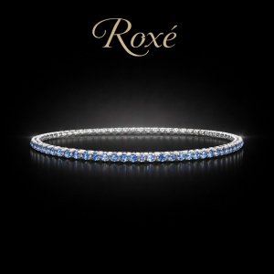 Set 12 bratari ROXE argintii elastice cu pietre albastre elegante