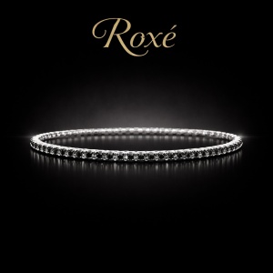 Set 12 bratari ROXE argintii elastice cu pietre negre elegante stralucitoare