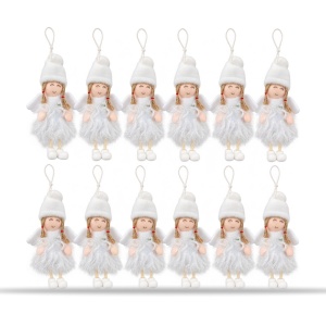 Set 12 bucăți ornamente înger de Crăciun pentru brad, cu ață de agățat, 17,5x10 cm - Img 2
