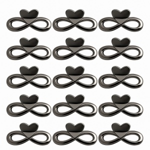 Set 12 clame par 13CM model inima infinity, prindere puternica, culoare negru lucios
