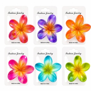 Set 12 Clești de Păr Floare Tropicală 8 cm – Clame Colorate pentru Femei și Fete
