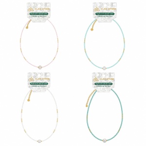 Set 12 Coliere Roxe, 40cm, Reglabile cu Margele Colorate si Perluta Eleganta