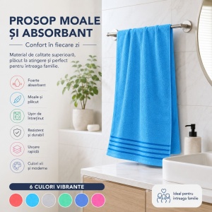 Set 12 Prosoape de Baie 45x95 cm, Multicolore, Moi și Absorbante, Uscare Rapidă, - Img 3