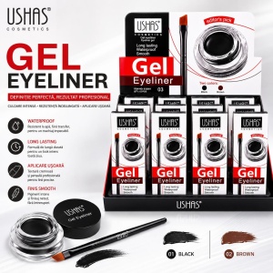 Set 12 Tus de Ochi Gel USHAS cu Pensulă Aplicatoare – Waterproof, Long Lasting, Negru și Maro - Img 2
