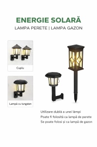 Set 2 Lampi Solare Gradina LED Lumina Calda cu Tarus, Rezistente la Apa, Exterior - Img 3