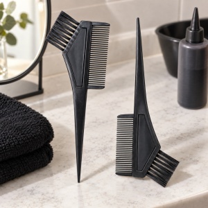 Set 2 pensule pentru vopsit părul cu pieptene, plastic negru - Img 3