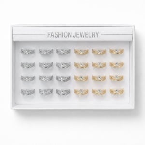 Set 24 Inele ROXE Royal Shine – Auriu & Argintiu, Reglabile, Design Elegant cu Cristale Fine - Img 2