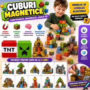 Set Cuburi Magnetice Construcție 3D cu Cutie, 17 x 12 x 12 cm, Joc Educativ pentru Copii 3+, model aleatoriu - Img 5