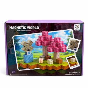 Set cuburi magnetice constructie copii 108 piese educativ 3+