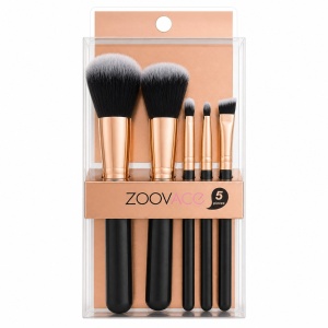 Set de 5 Pensule Machiaj , negru – Pensule Profesionale pentru Față, Ochi și Contur - Img 1