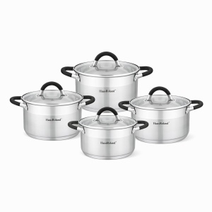Set de vase de gătit din oțel inoxidabil, 4 piese, culoare HR121-1, ideal pentru orice bucătărie