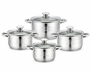 Set oale inox 8 piese HausRoland cu capac sticla, 1.9L–6.1L - Img 4
