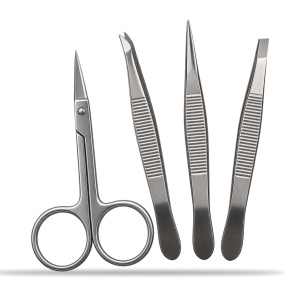 Set pensete si forfecuta unghii din inox, 4 piese, pentru manichiura