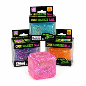 Squishy antistres cub cu sclipici 5cm, moale si elastic, culoare aleatorie