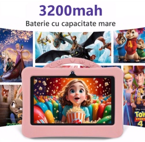 Tableta pentru copii 7 inch Android, 4GB RAM, 128GB, husa silicon, camera dubla, roz - Img 5
