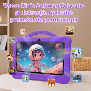 Tableta pentru copii 7 inch Android, 4GB RAM, 128GB, husa silicon, camera dubla, mov - Img 2