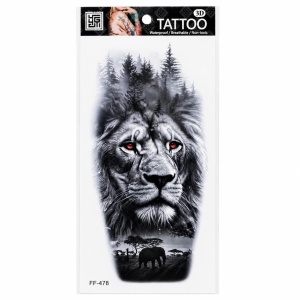 Tatuaj Temporar Semipermanent Leu Regal și Natură Sălbatică – 18 cm, Rezistent la Apă