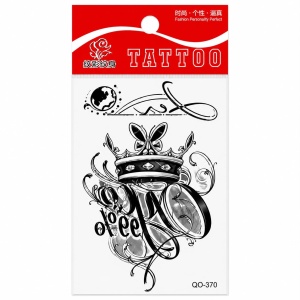 Tatuaj Temporar Semipermanent Queen cu Coroană și Semnătură Artistică 10 cm