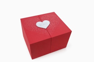 Trandafir criogenat in glob cu cutie rosie 15x14x12 cm, cadou romantic cu compartiment - Img 3