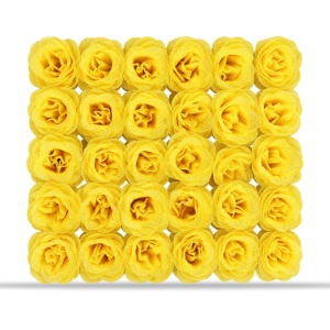 Trandafiri artificiali cu sclipici, set 30 de bucati, galben, plastic, 8cm - Img 2