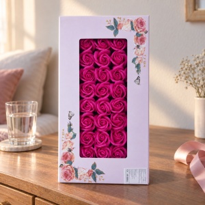 Trandafiri de săpun, set 50 de bucăți, fucsia, 5cm - Img 4