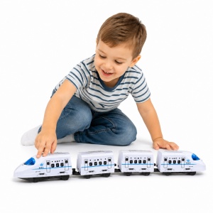 Tren electric alb din plastic, 47 cm, cu muzica si lumini - Img 2