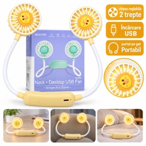 Ventilator de gât portabil, 2 trepte de viteză, încărcare USB, model DD 5583 - Img 5