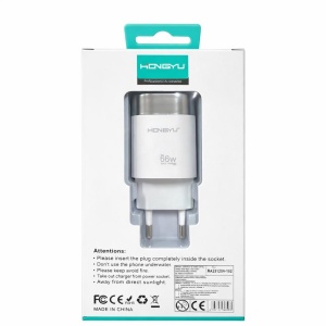 Adaptor priză Hongyu HY-JC07 / HY-EM01, 66W, USB-A + USB-C, Alb - Img 3