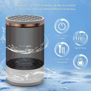Aparat electric curatare pensule machiaj USB, dispozitiv automat cu recipient fumuriu - Img 2