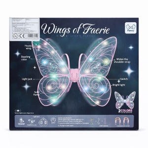 Aripi de zana cu LED pentru copii, model fluture roz, costum carnaval - Img 3
