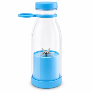 Blender portabil USB pentru smoothie si sucuri, mini mixer reincarcabil 420 ml albastru - Img 8