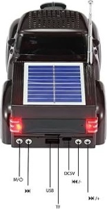 Boxa portabila Bluetooth masina vintage, radio FM, panou solar, USB, TF, lumini LED, negru - Img 7