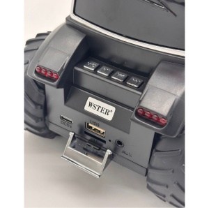 Boxa portabila Bluetooth tractor vintage, radio FM, USB, TF, AUX, TWS, lumini LED, albastru indigo - Img 5